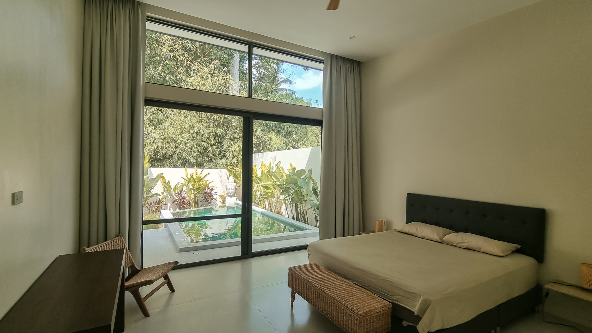 Master bedroom at Pool Villa Lamai with direct pool view and tropical garden, Koh Samui villa rental